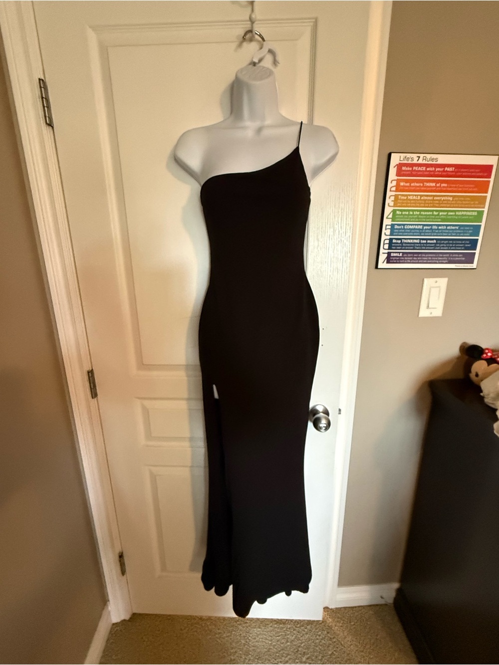 Elegant One-Shoulder Black Maxi Dress MUST READ AD ABOUT SIZING